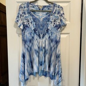 Live and Let Live Blue Rhinestone Top M